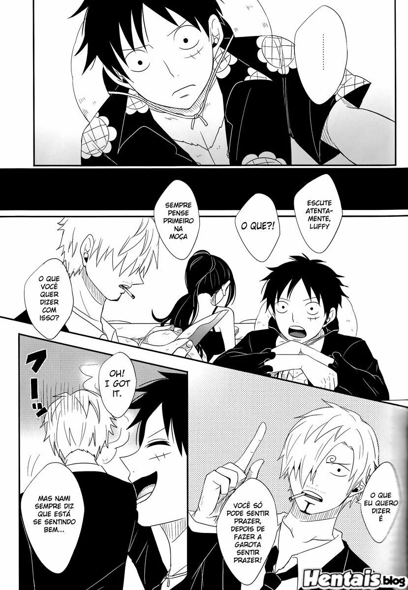 Luffy e a putaria com as gostosas das amigas em anime hentai HQ