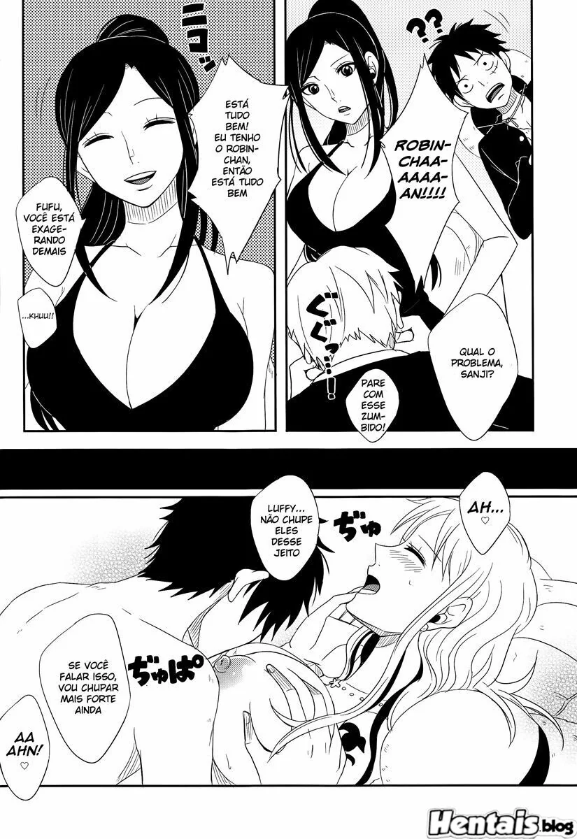 Luffy e a putaria com as gostosas das amigas em anime hentai HQ