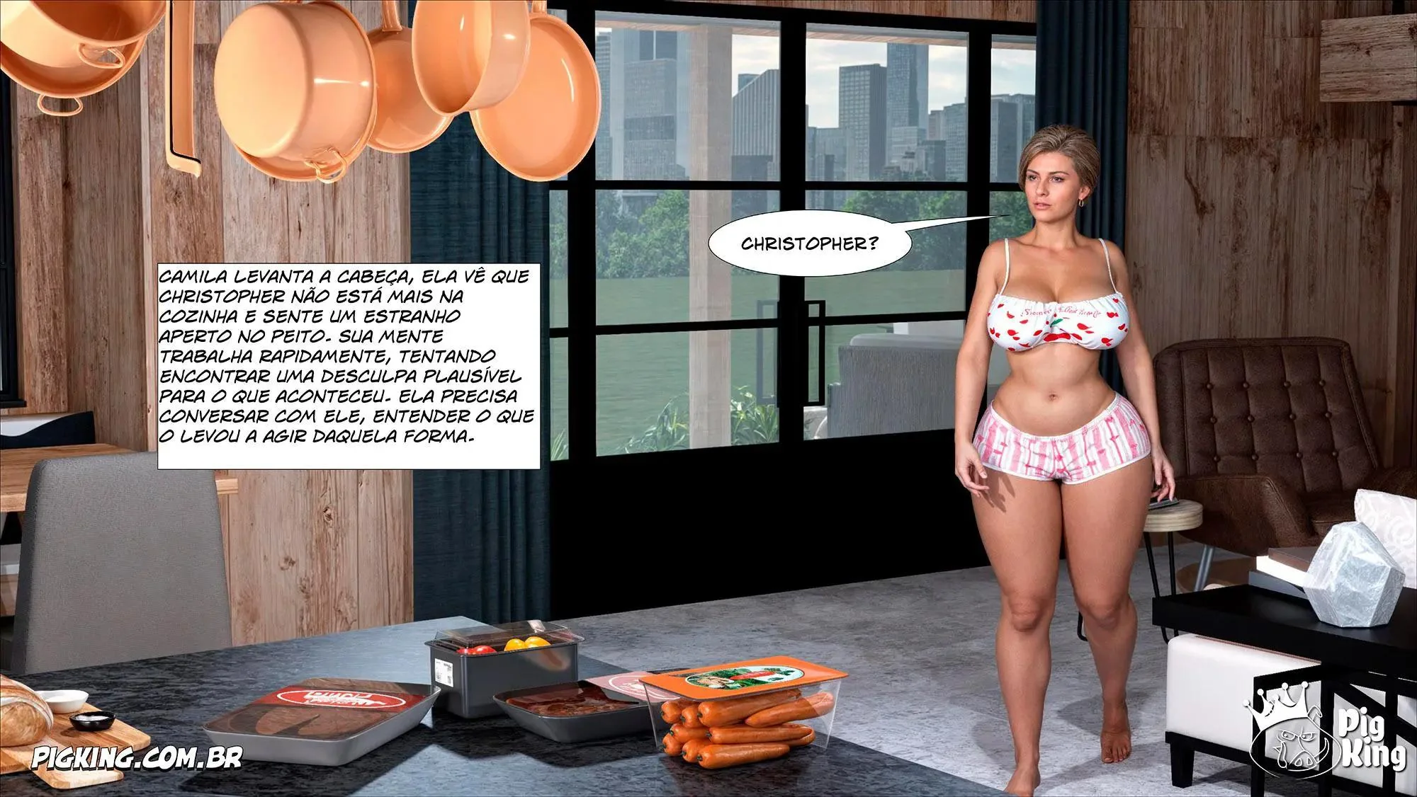 Mamãe Camila: Dando a buceta para o filhão safado em Hentai HQ Brasileiro