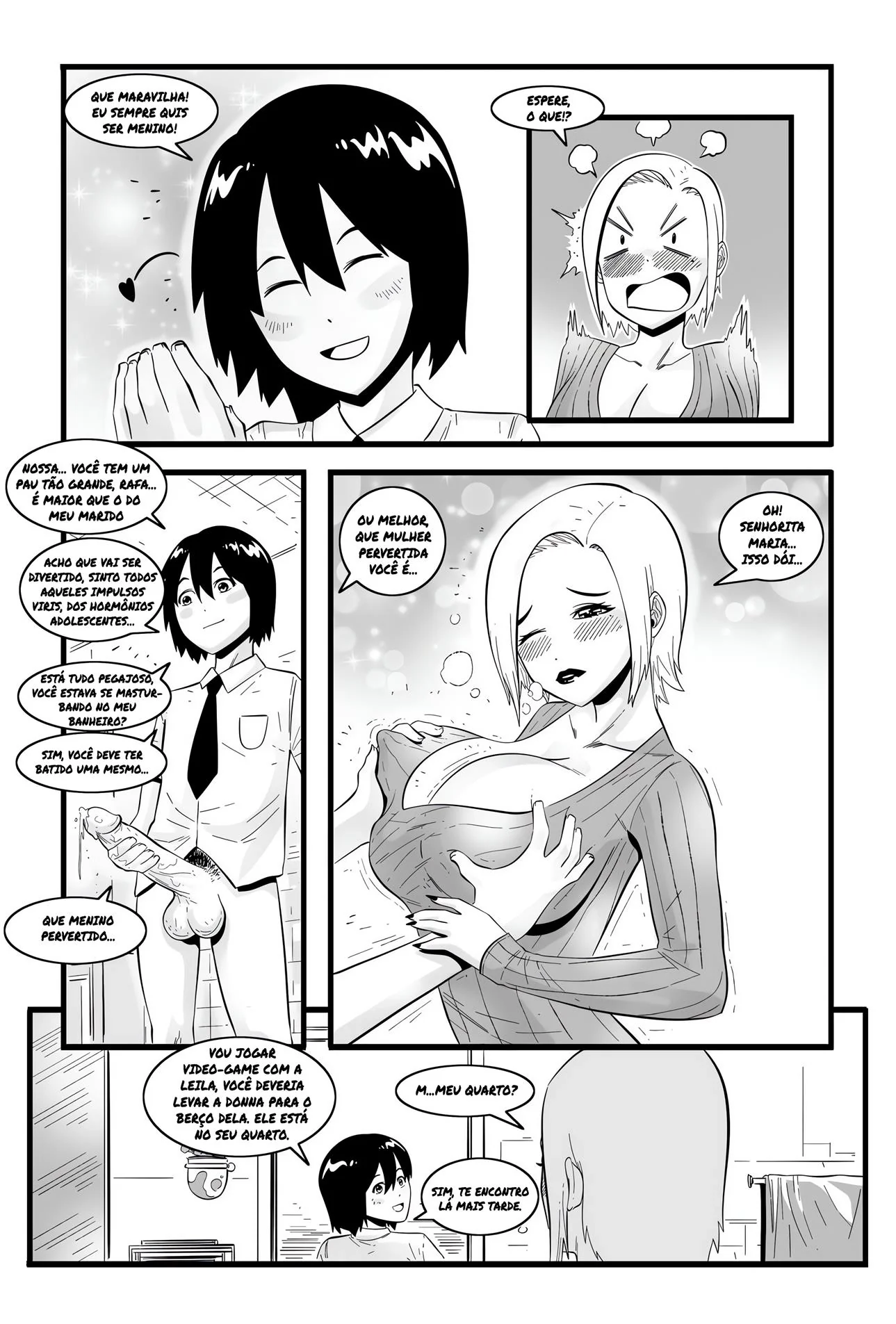 Mamãe Gostosa Seduz Amigo da Filha em Hentai HQ Brasileiro