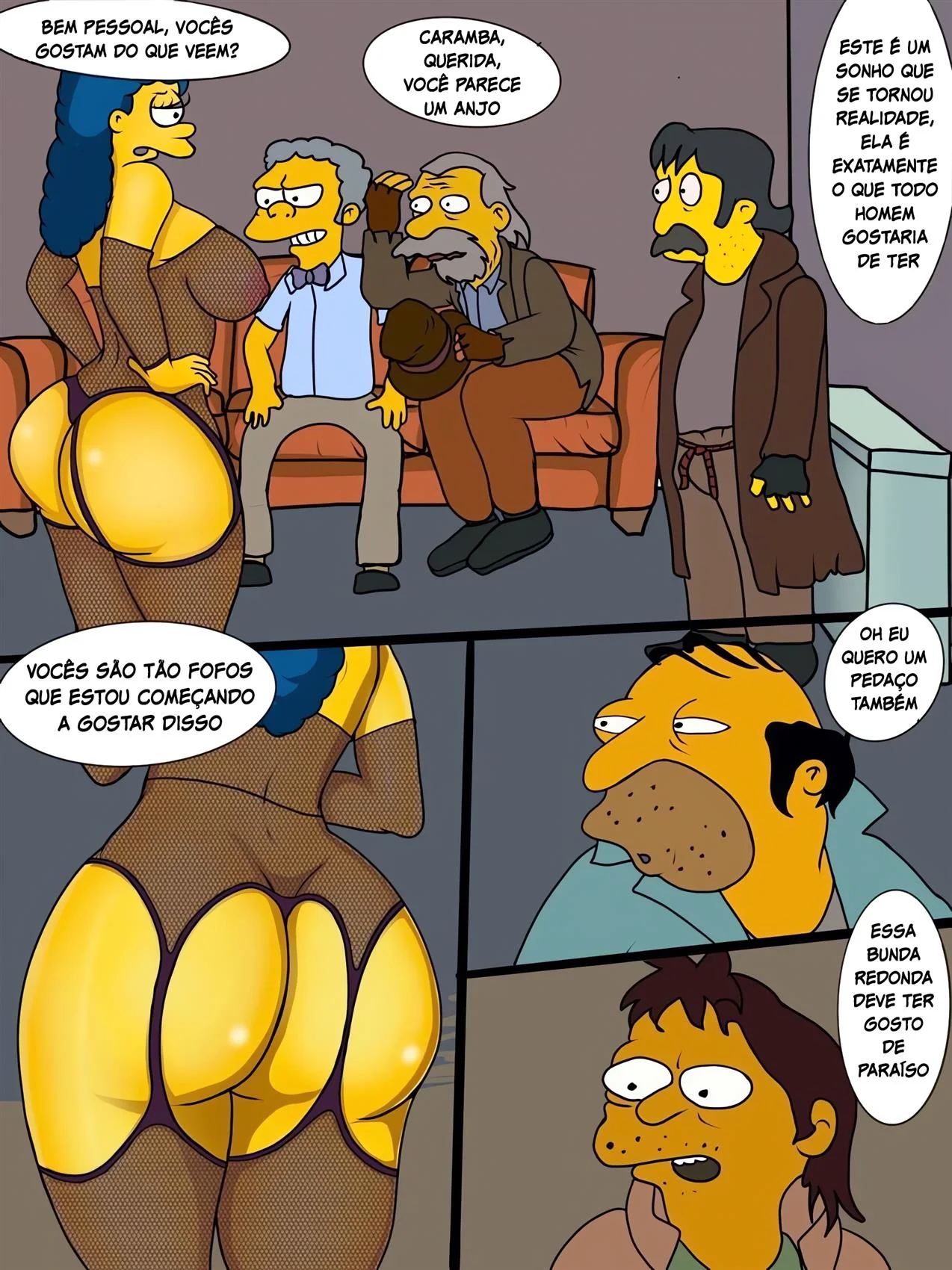 Marge, a Piranha dos Simpsons, Agora é Stripper e Toma Pirocada no Buraco dos Peitos - Em HQ Brasileiro