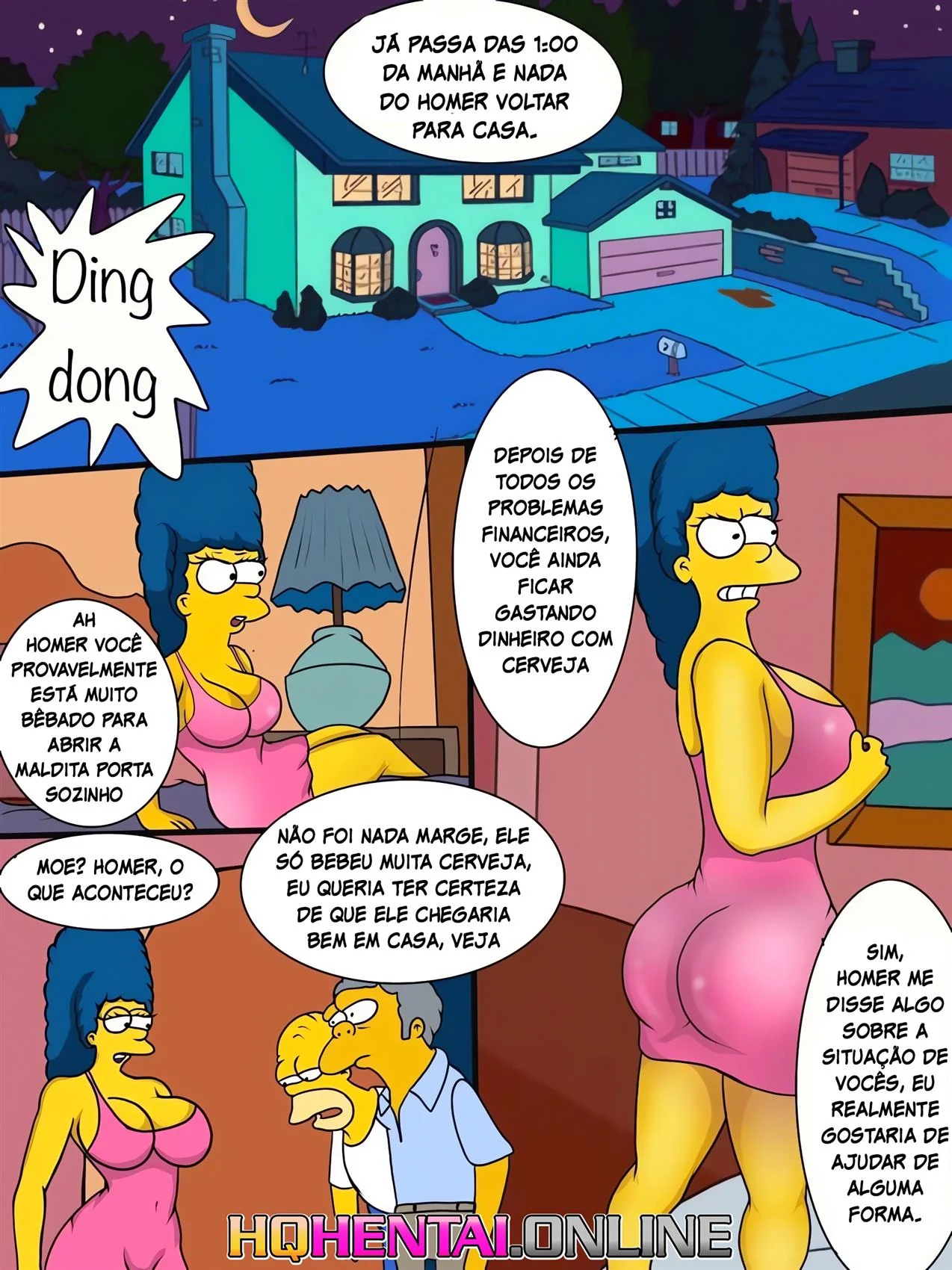 Marge, a Piranha dos Simpsons, Agora é Stripper e Toma Pirocada no Buraco dos Peitos - Em HQ Brasileiro