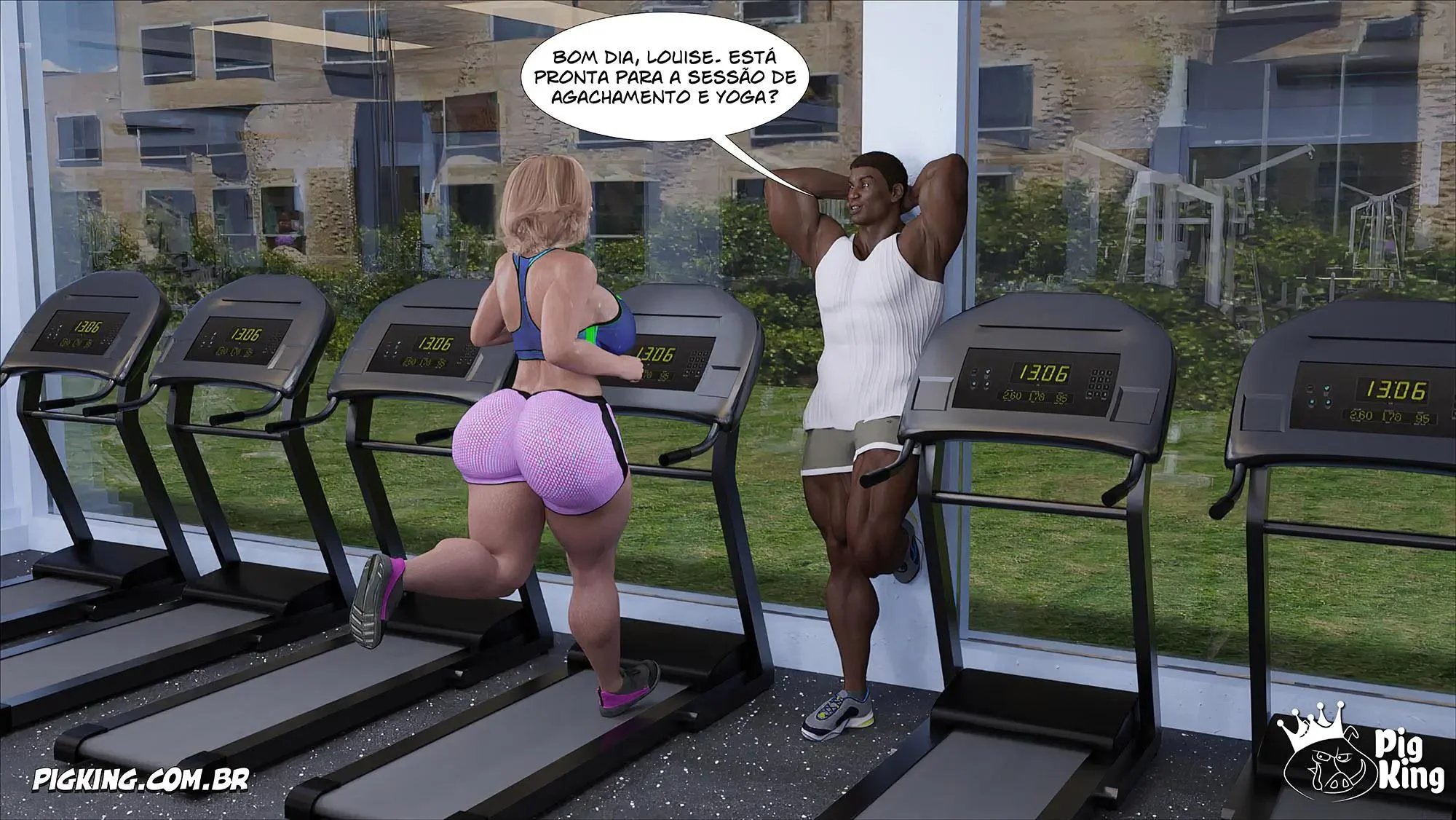 MILF safada provoca tarados na academia e acaba sendo comida pelos filhos em Hentai HQ Brasileiro