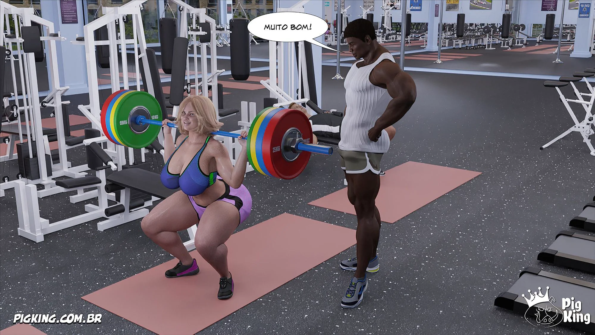 MILF safada provoca tarados na academia e acaba sendo comida pelos filhos em Hentai HQ Brasileiro