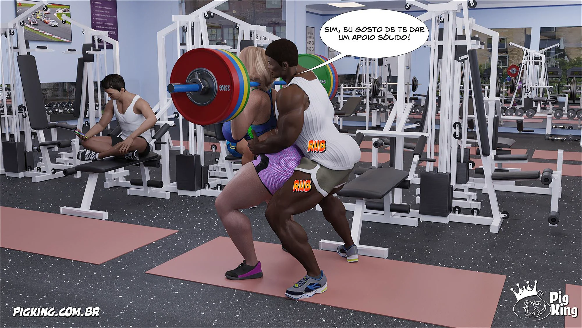 MILF safada provoca tarados na academia e acaba sendo comida pelos filhos em Hentai HQ Brasileiro