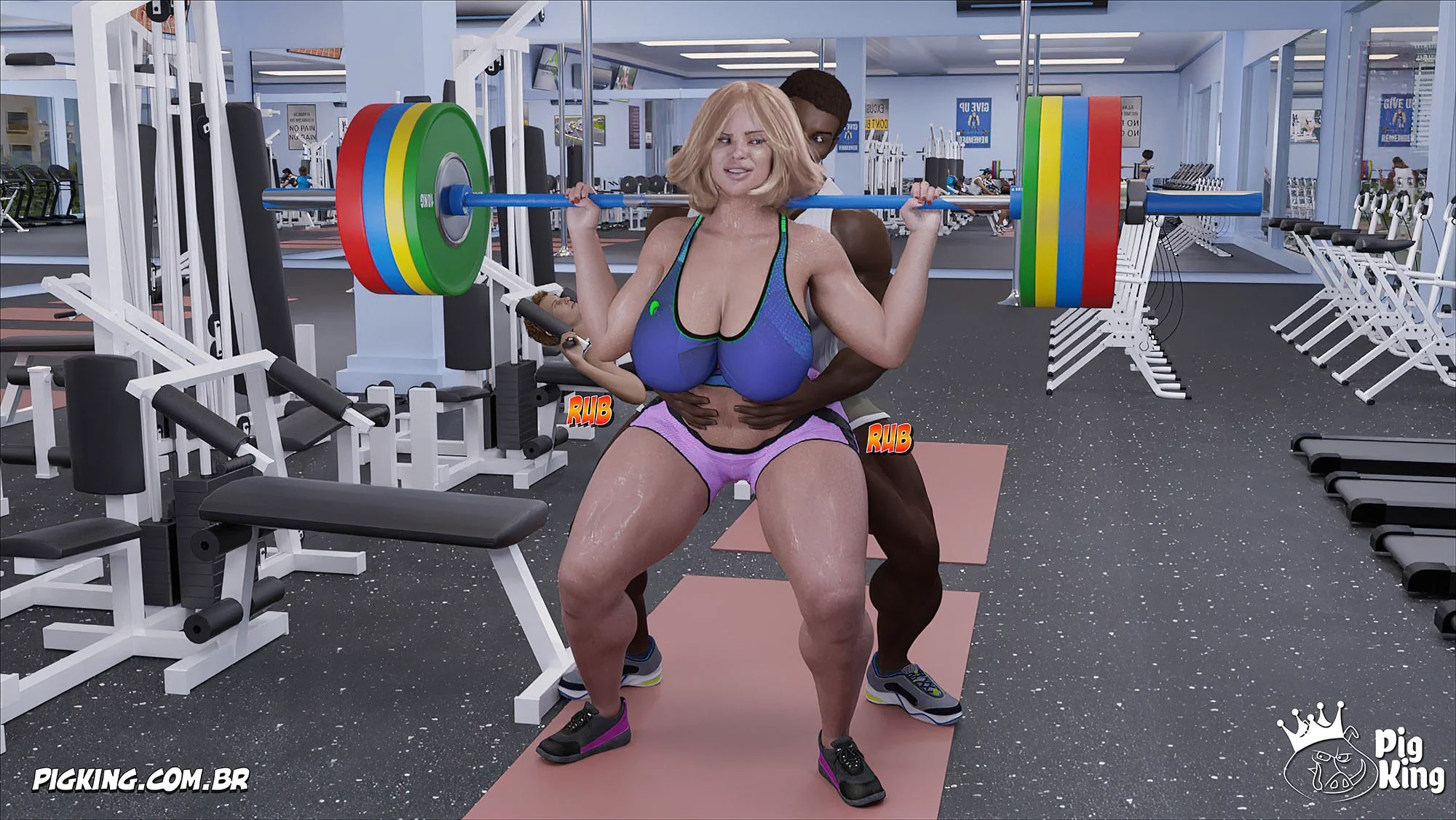 MILF safada provoca tarados na academia e acaba sendo comida pelos filhos em Hentai HQ Brasileiro