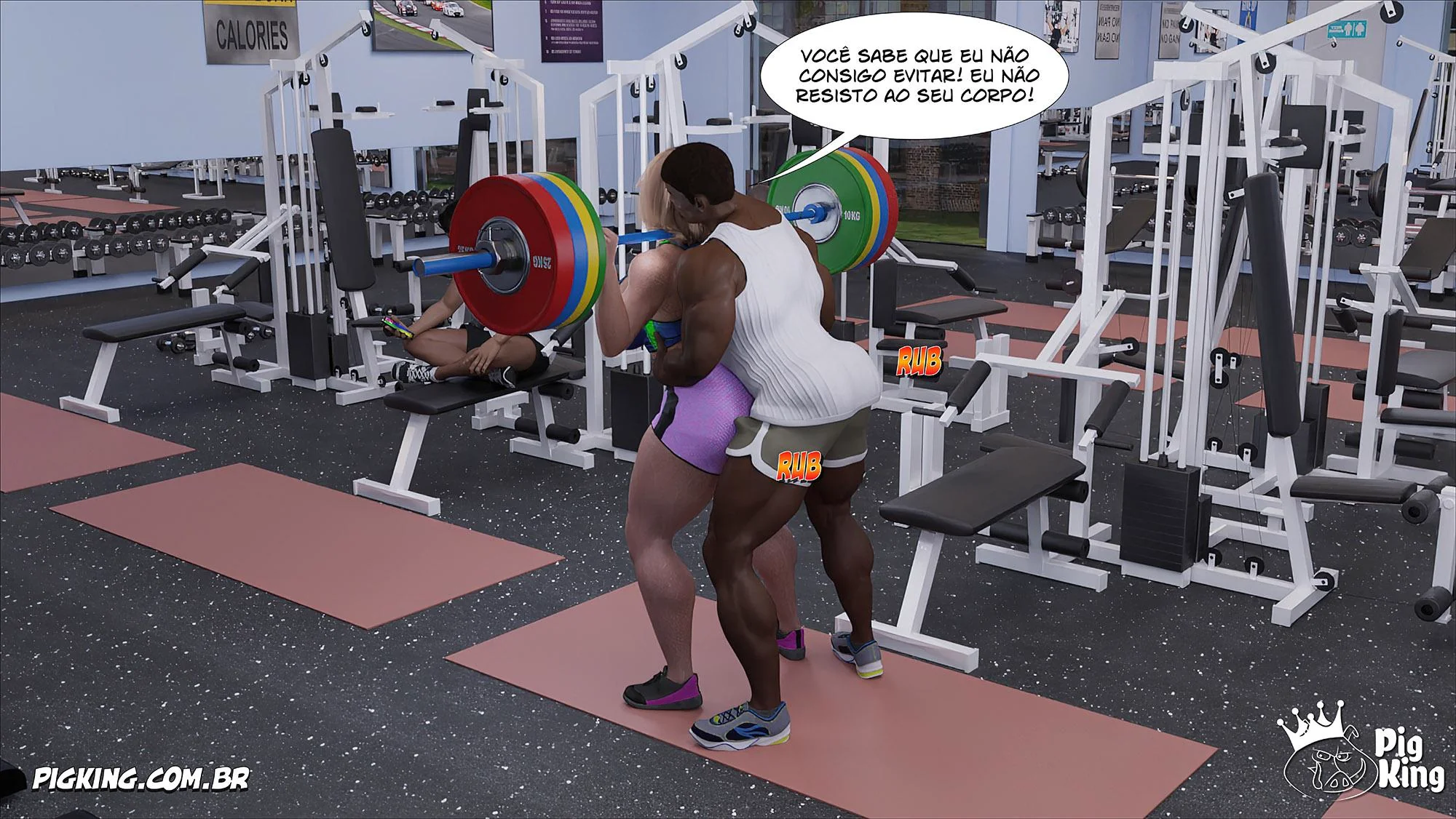 MILF safada provoca tarados na academia e acaba sendo comida pelos filhos em Hentai HQ Brasileiro