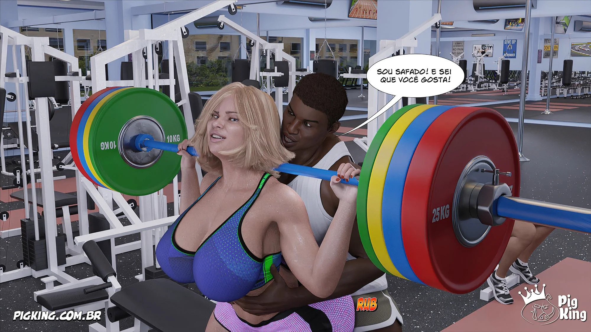 MILF safada provoca tarados na academia e acaba sendo comida pelos filhos em Hentai HQ Brasileiro