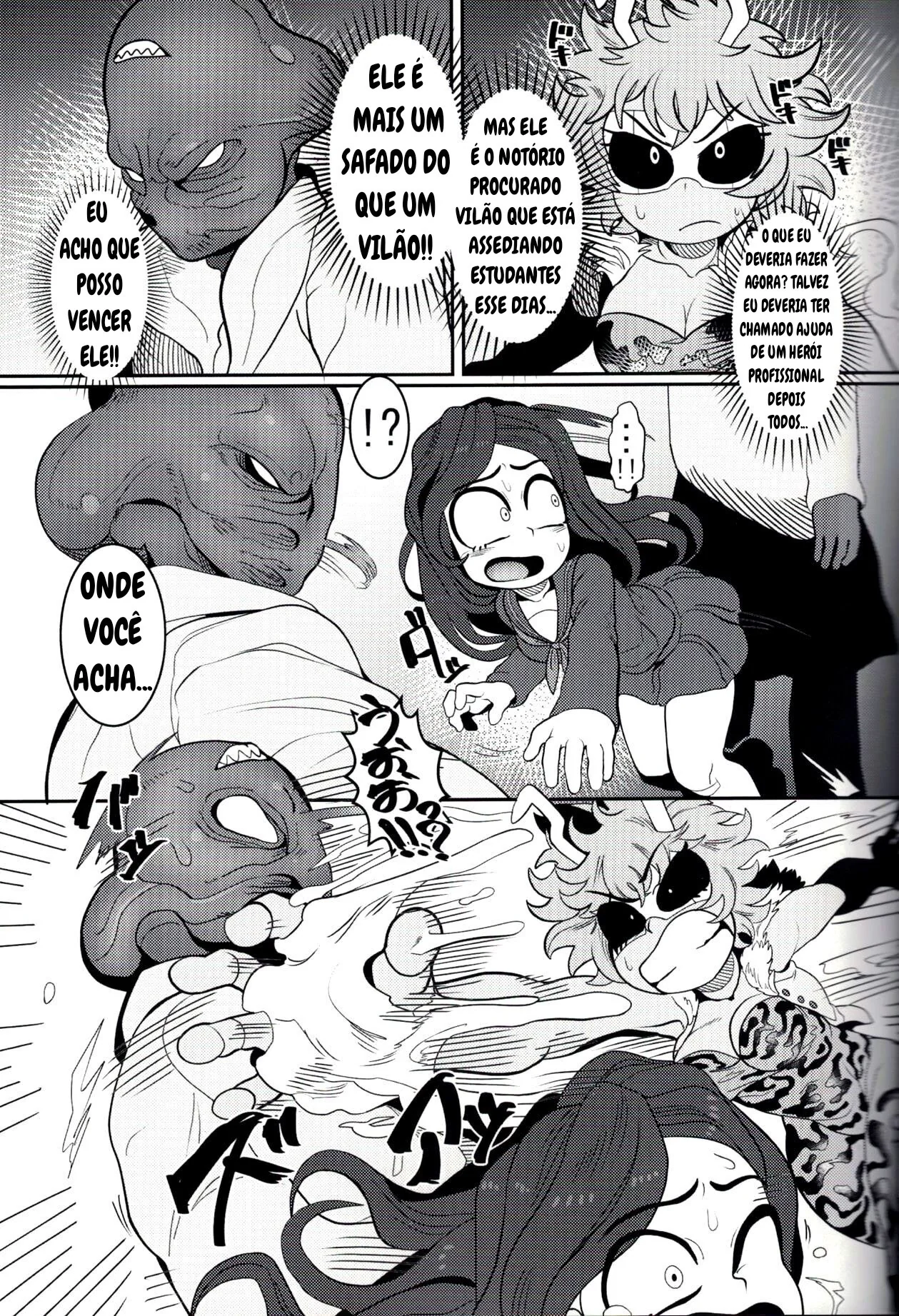 Mina Ashido contra o Vilão Abusador em My Hero Academia - Pica na Buceta da Piranha em Hentai HQ Brasileiro