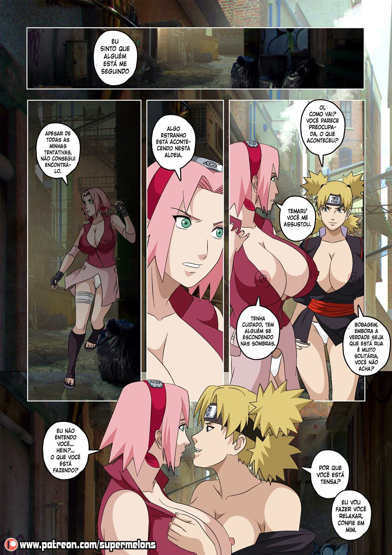 Naruto Pornô: Sakura e Ino Vadias da Vila da Areia em Hentai HQ