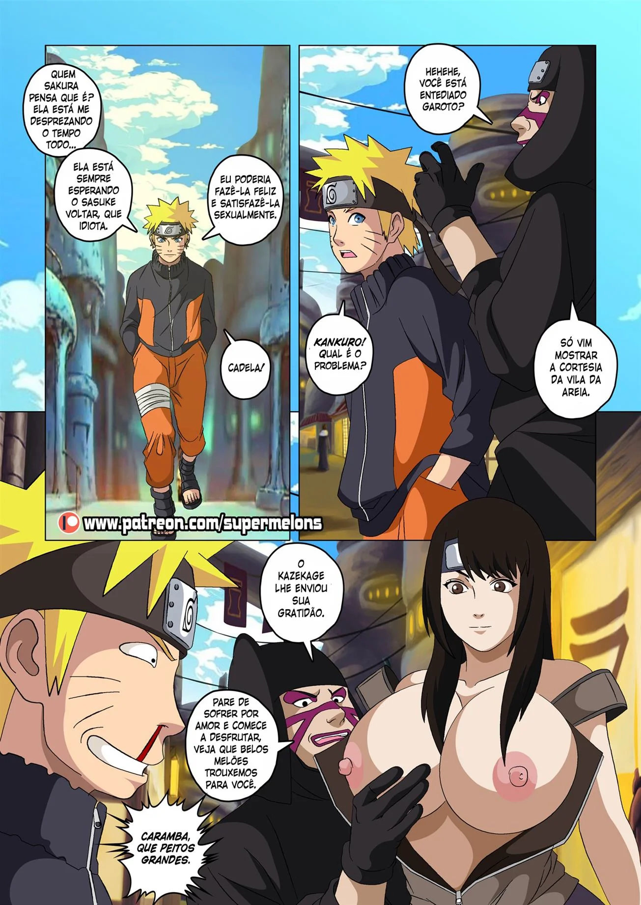 Naruto Pornô: Sakura e Ino Vadias da Vila da Areia em Hentai HQ