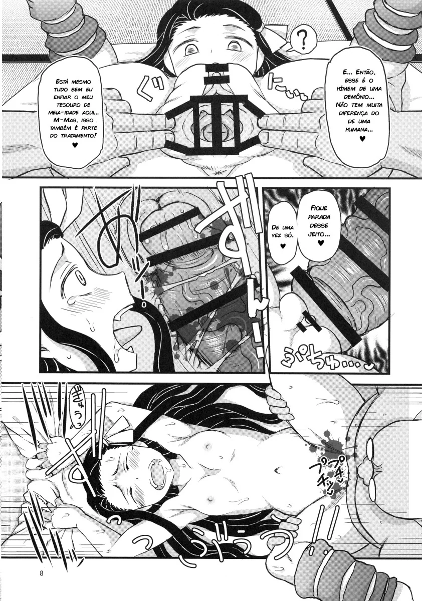 Nezuko, a Piranha da Buceta Apertada, Dando o Cu Malandro do Hashira Seishirou em Hentai HQ Brasileiro