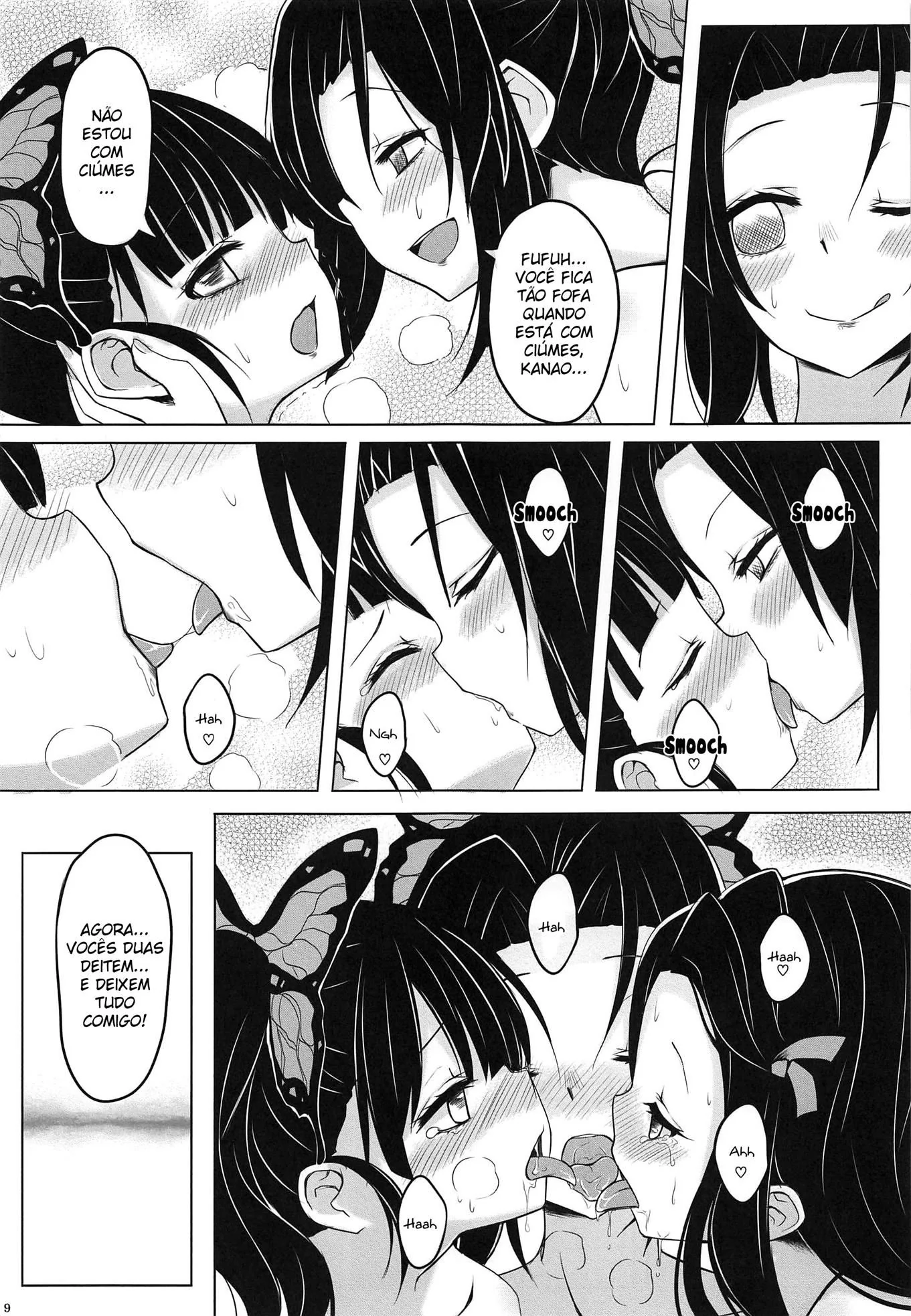 Nezuko Piranha Dá gostoso para Shinobu e Kanao em hentai HQ Brasileiro