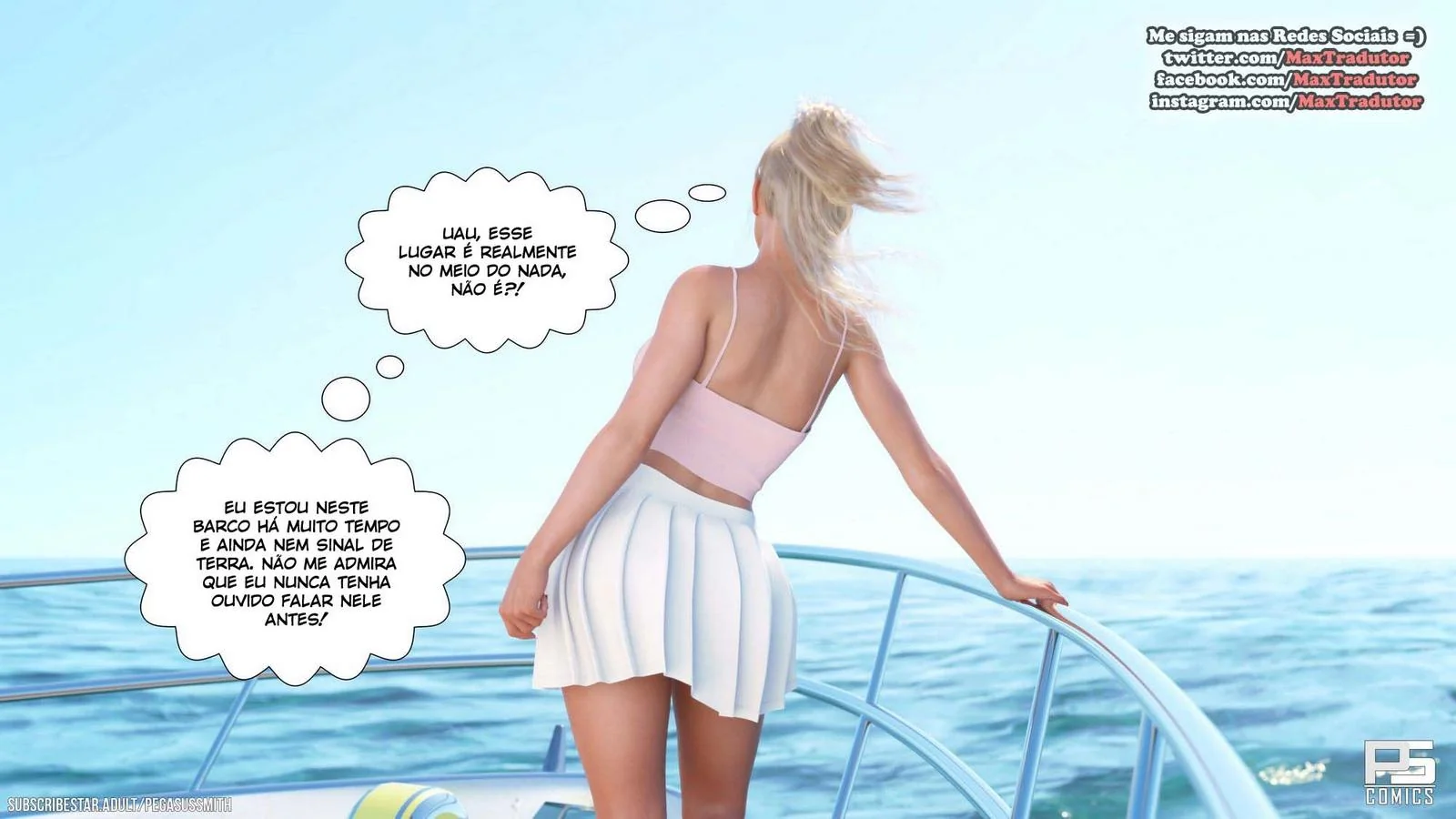 Nudist Resort: Suruba na Ilha da Putaria - Kelly e sua irmã Brandi no meio de muita pica em HQ Brasileiro