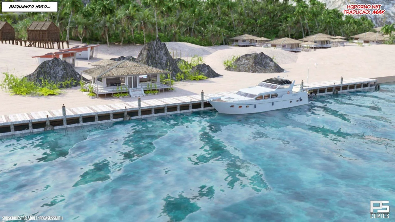 Nudist Resort: Suruba na Ilha da Putaria - Kelly e sua irmã Brandi no meio de muita pica em HQ Brasileiro