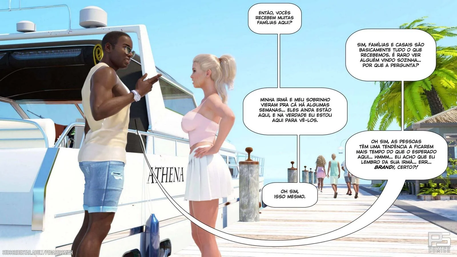 Nudist Resort: Suruba na Ilha da Putaria - Kelly e sua irmã Brandi no meio de muita pica em HQ Brasileiro