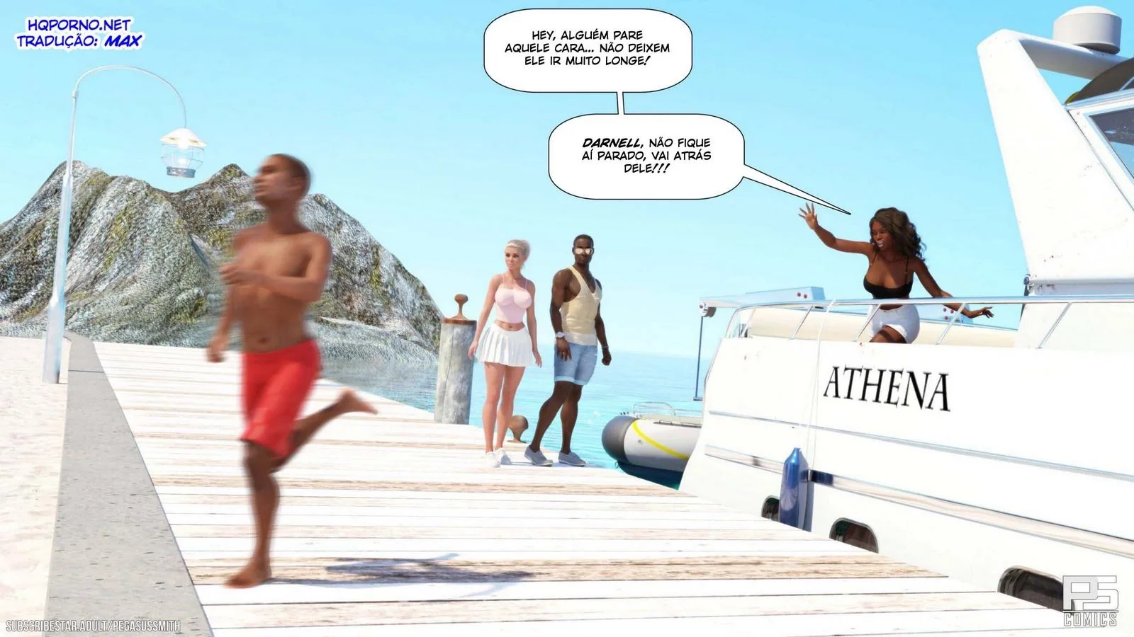 Nudist Resort: Suruba na Ilha da Putaria - Kelly e sua irmã Brandi no meio de muita pica em HQ Brasileiro