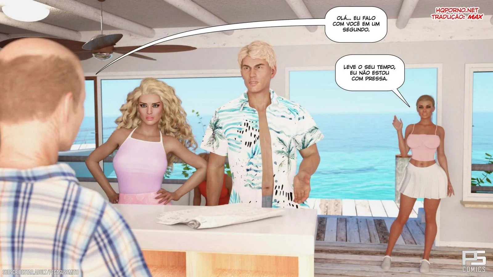 Nudist Resort: Suruba na Ilha da Putaria - Kelly e sua irmã Brandi no meio de muita pica em HQ Brasileiro