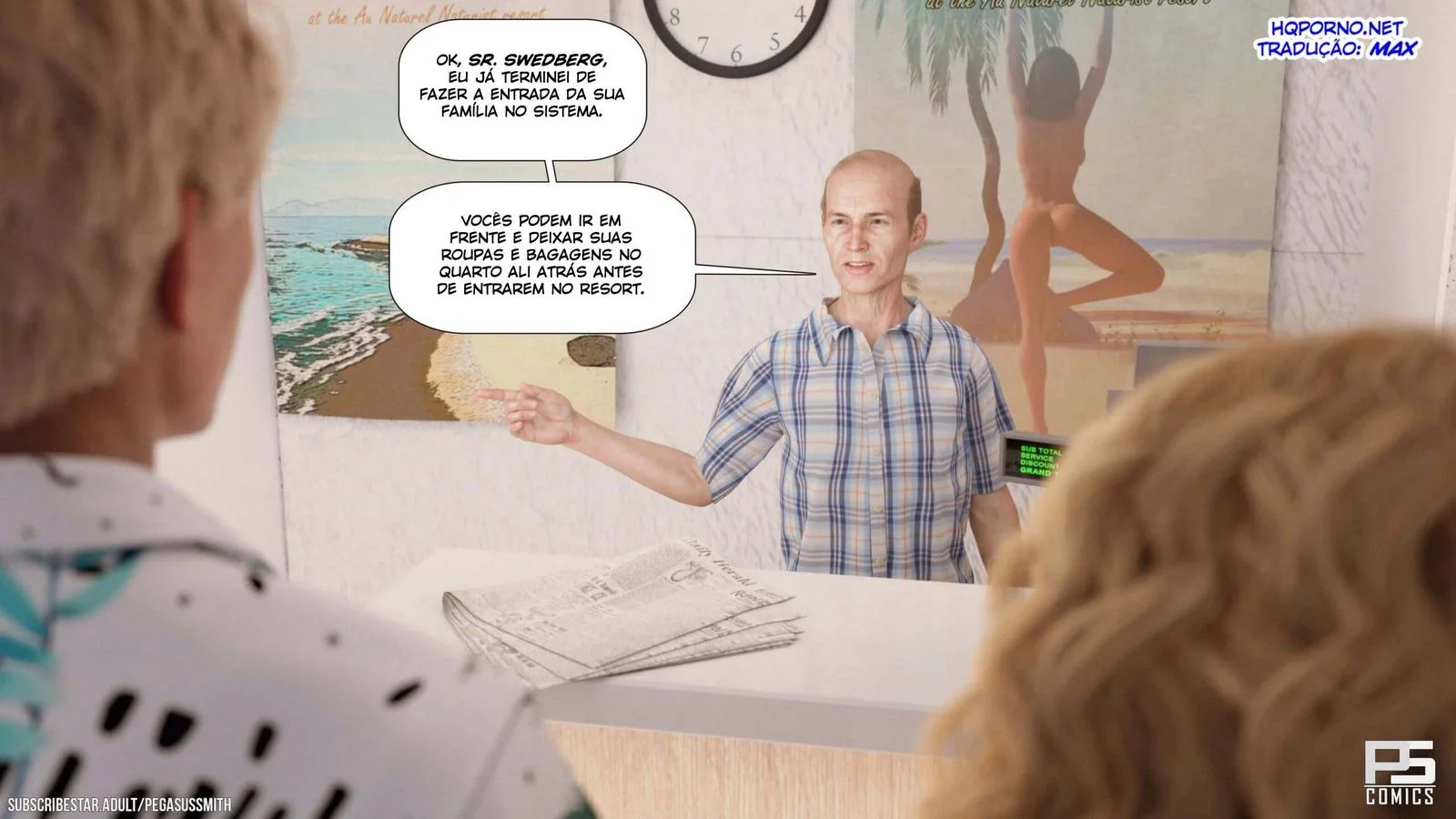 Nudist Resort: Suruba na Ilha da Putaria - Kelly e sua irmã Brandi no meio de muita pica em HQ Brasileiro