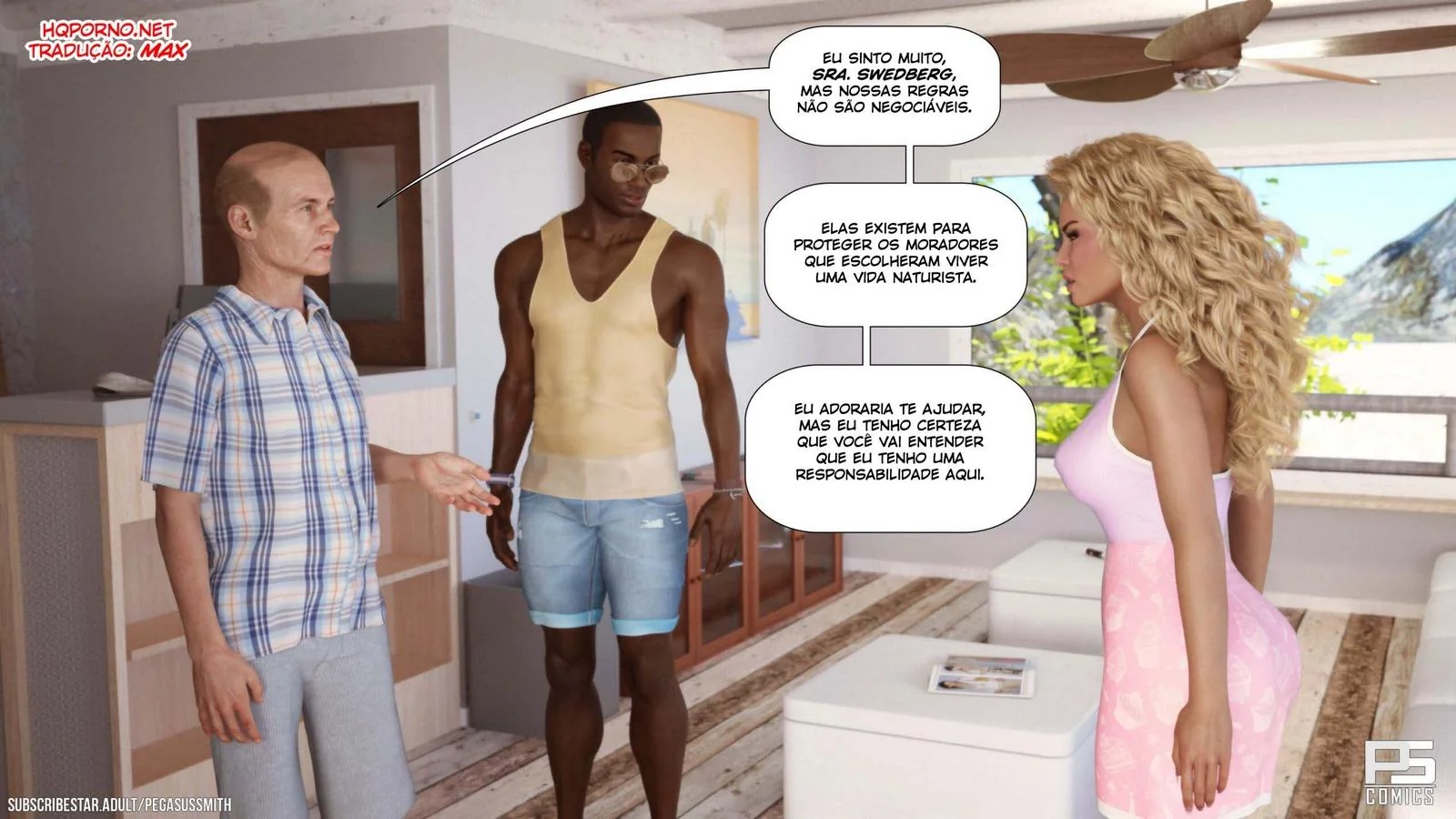 Nudist Resort: Suruba na Ilha da Putaria - Kelly e sua irmã Brandi no meio de muita pica em HQ Brasileiro