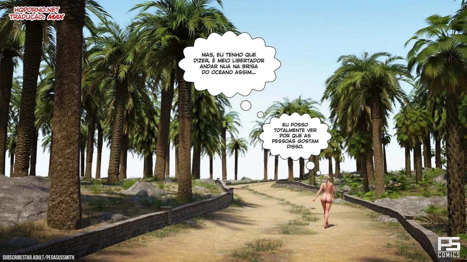 Nudist Resort: Suruba na Ilha da Putaria - Kelly e sua irmã Brandi no meio de muita pica em HQ Brasileiro