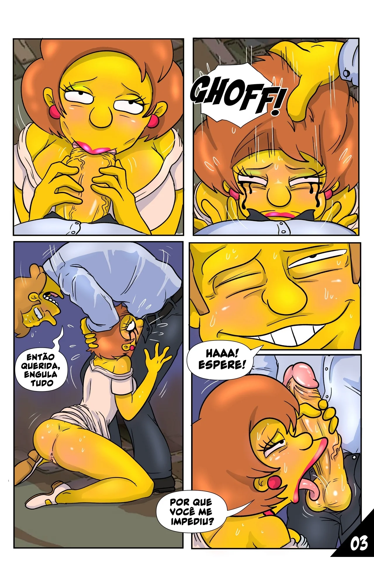Os Simpsons: Circunstâncias Inesperadas - Edna leva uma surra de pica no encontro em HQ Brasileiro de Hentai