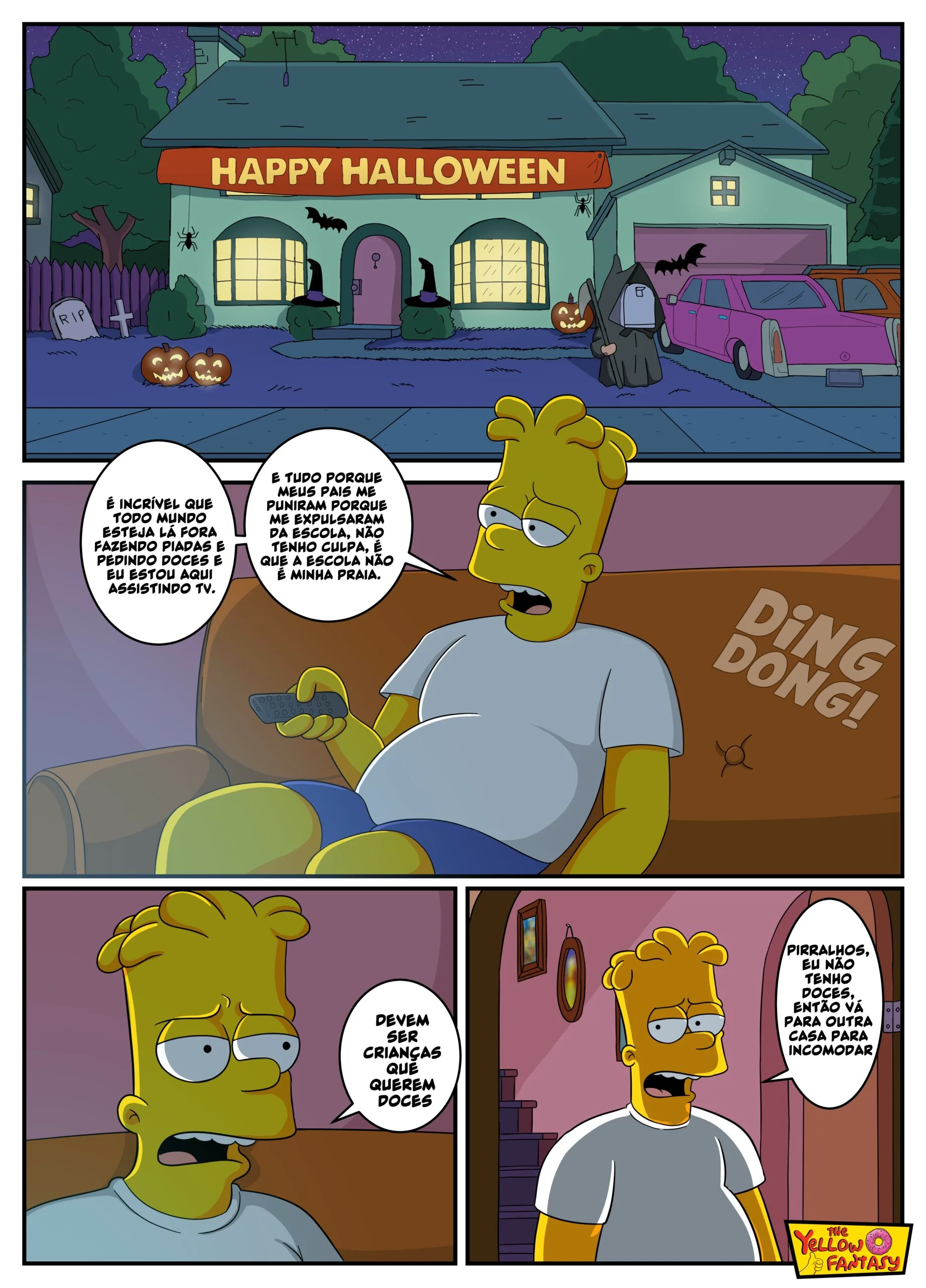 Os Simpsons Porno: Bart fodendo duas coelhinhas no Especial de Halloween em HQ Brasileiro