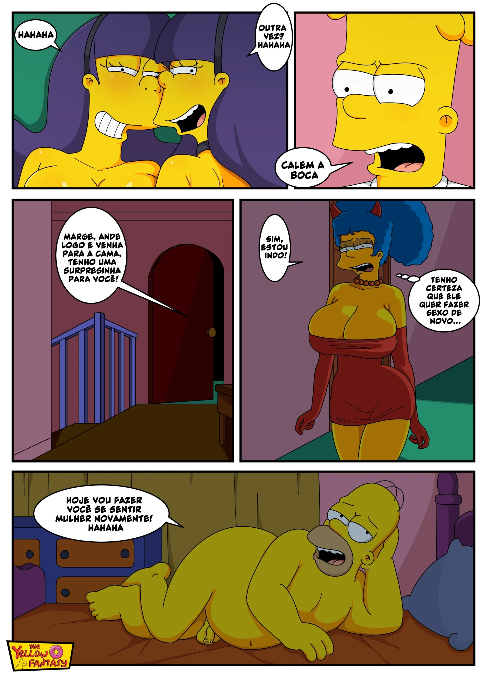 Os Simpsons Porno: Bart fodendo duas coelhinhas no Especial de Halloween em HQ Brasileiro