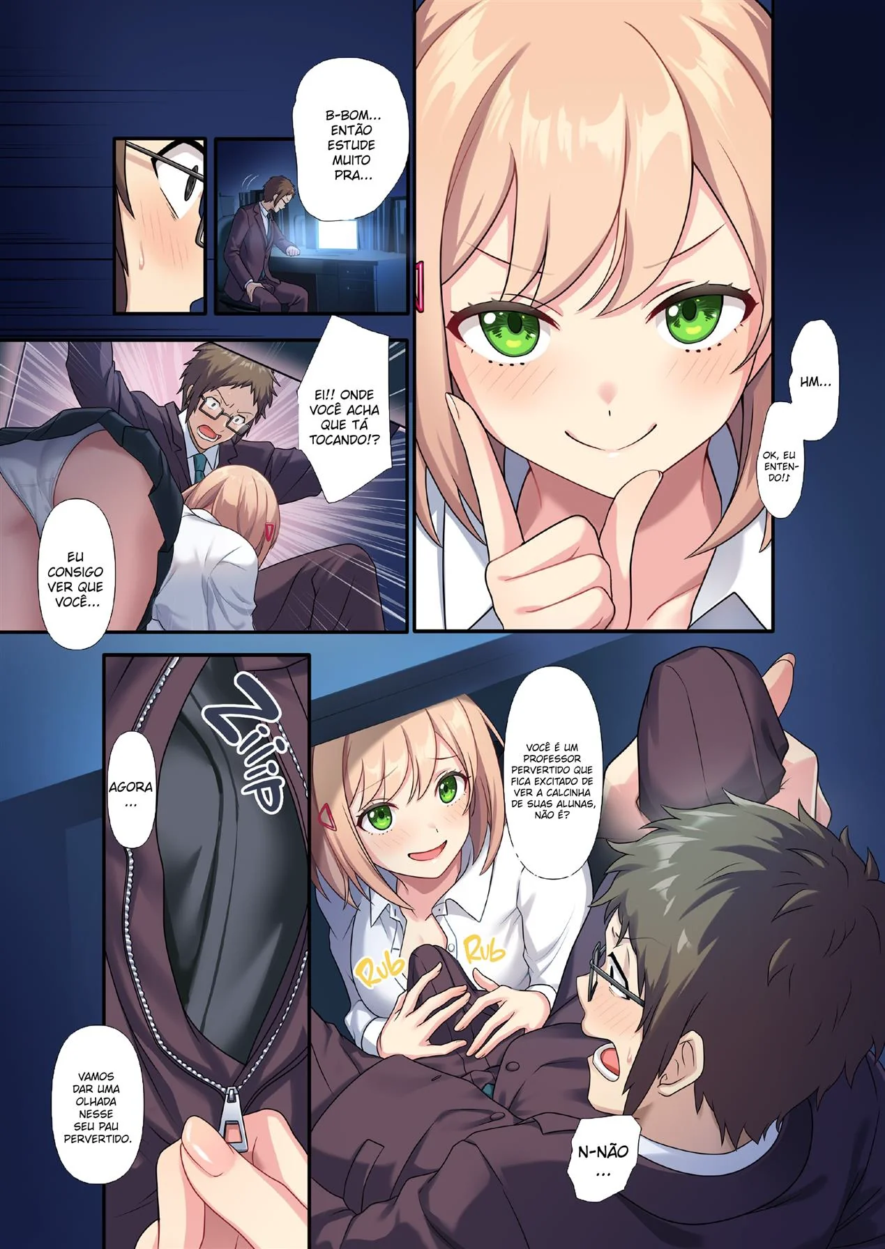 Professor Comedor - Aluna Peituda Sedenta por Notas em Hentai HQ Brasileiro