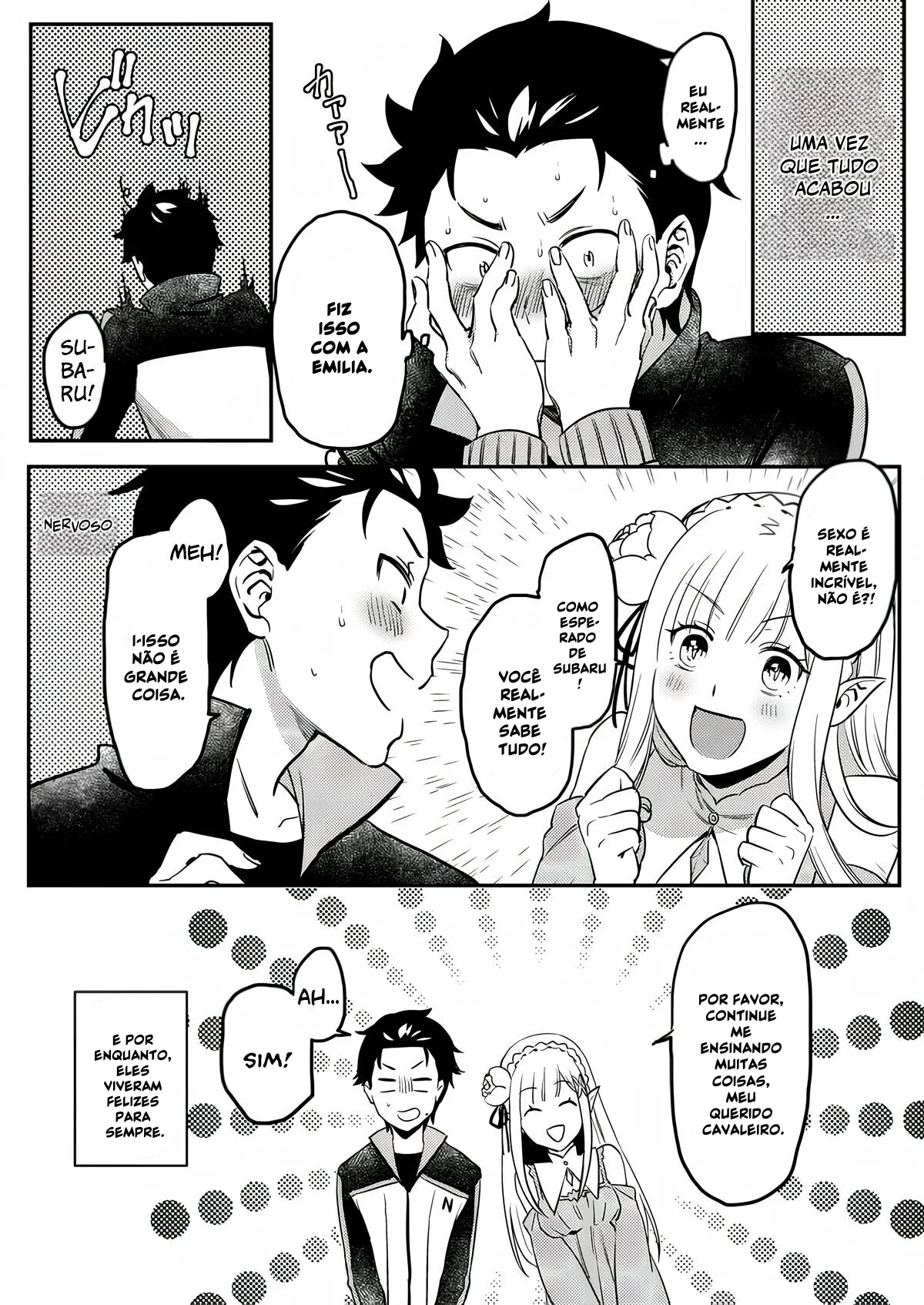 Re Zero Kara Hajimeru: Emilia descobre como os bebês são feitos com Subaru Natsuki" em Anime Hentai HQ Brasileiro