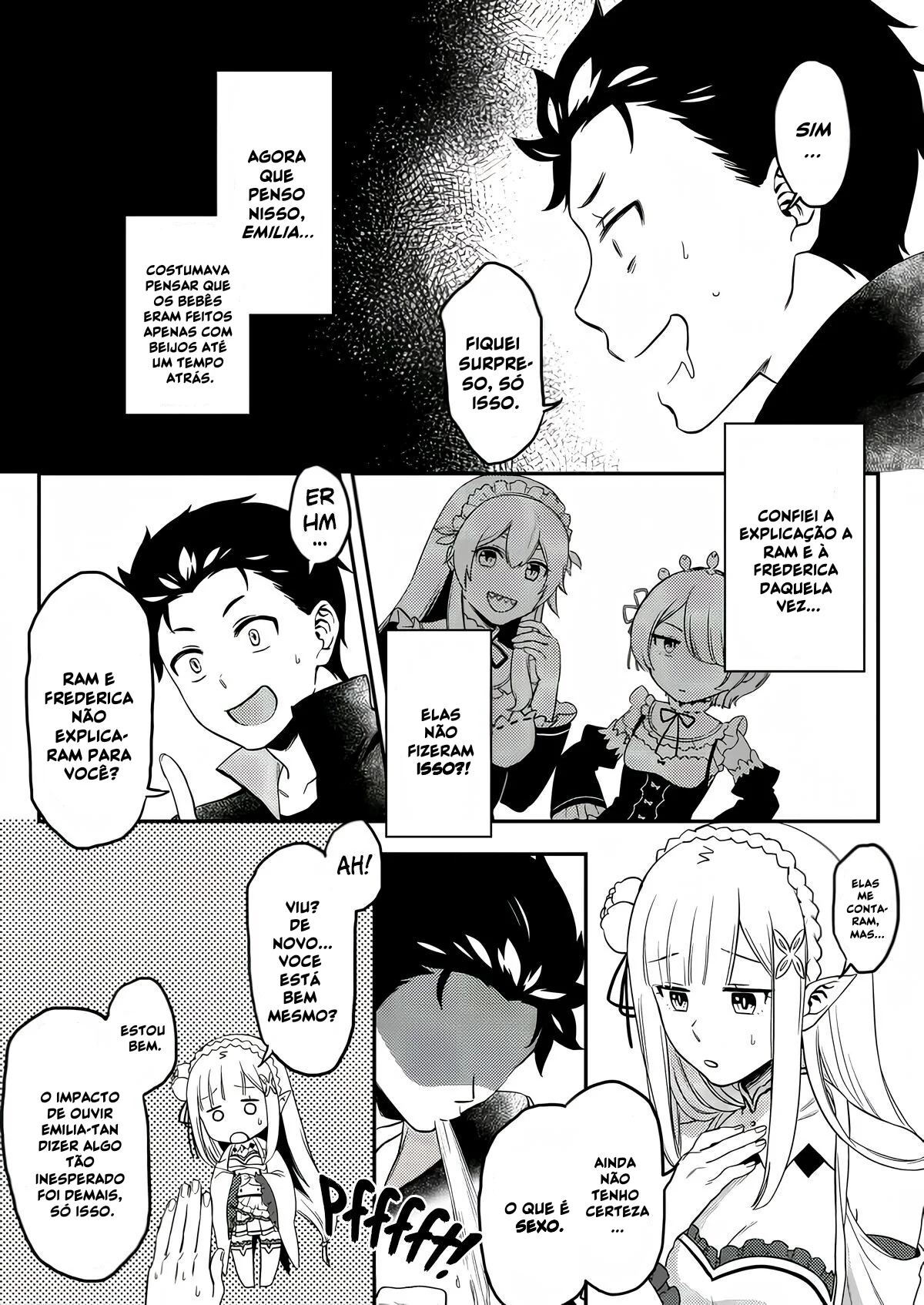 Re Zero Kara Hajimeru: Emilia descobre como os bebês são feitos com Subaru Natsuki" em Anime Hentai HQ Brasileiro