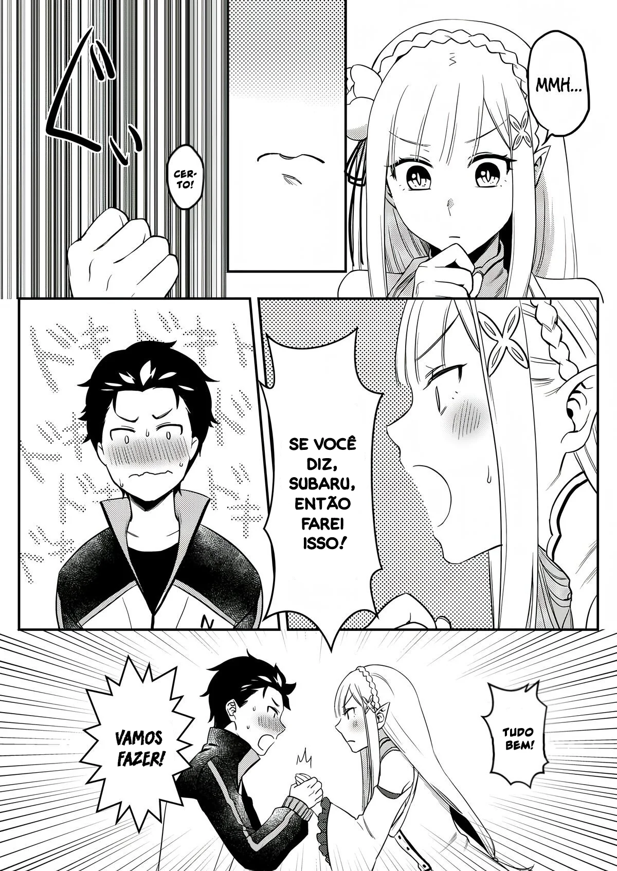 Re Zero Kara Hajimeru: Emilia descobre como os bebês são feitos com Subaru Natsuki" em Anime Hentai HQ Brasileiro