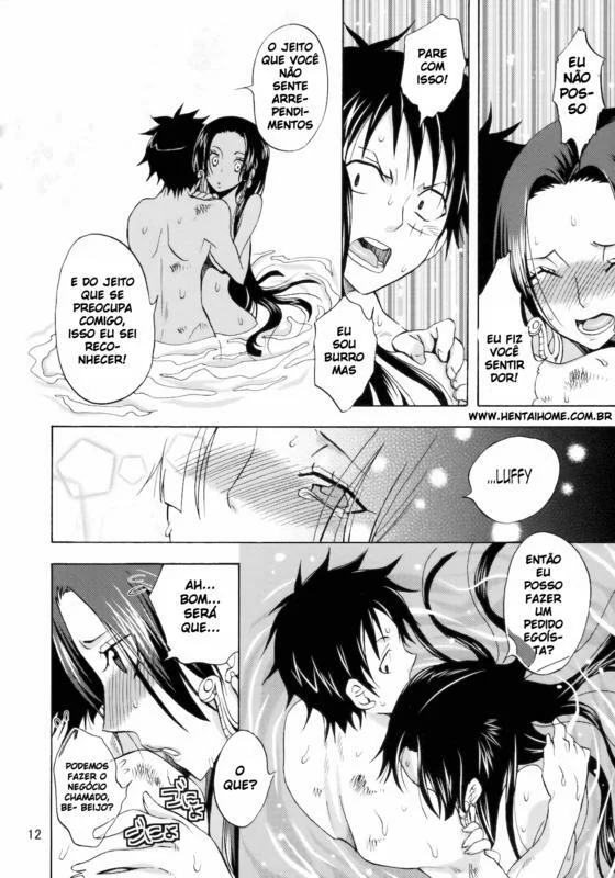 Romance entre Luffy e Boa Hancock - A Piranha da Buceta Quente em Hentai HQ Brasileiro