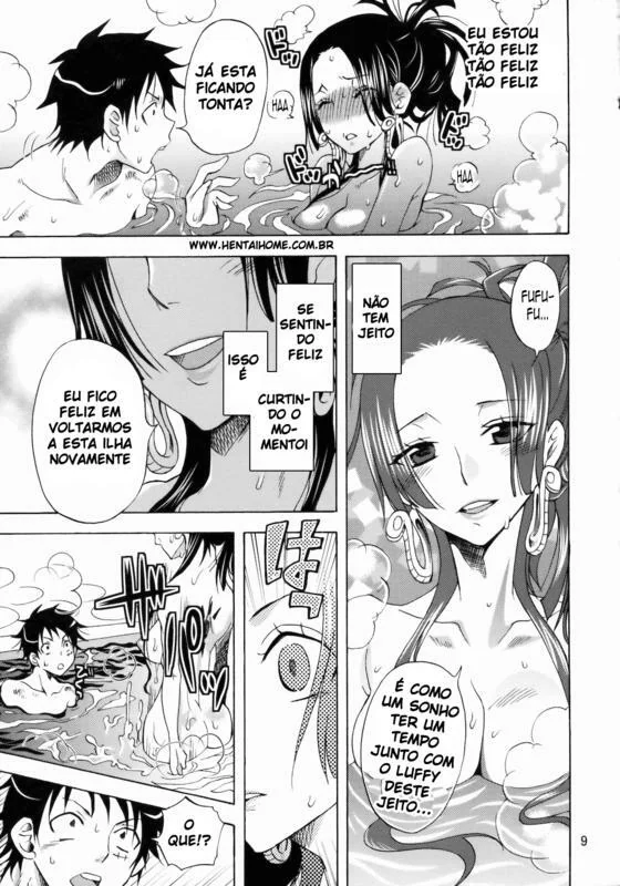 Romance entre Luffy e Boa Hancock - A Piranha da Buceta Quente em Hentai HQ Brasileiro