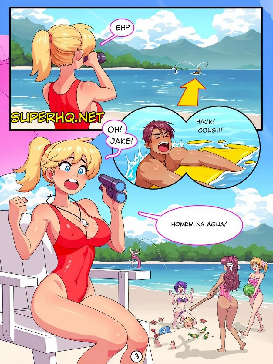 Salva Vidas Gostosa: Wendy Dando uma Mãozinha para o Surfista Jake em Hentai HQ Brasileiro