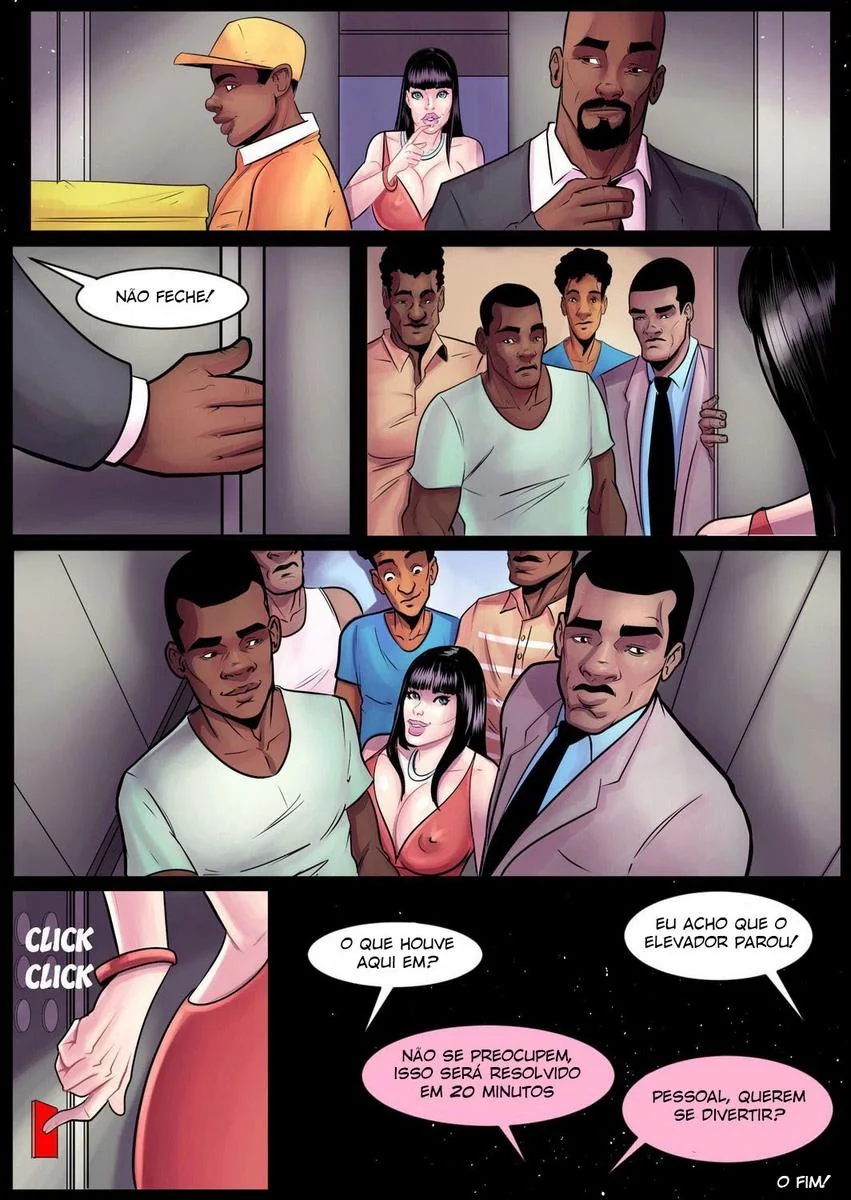 Secretária Safada Presa no Elevador - Comendo Ela Viva com os Olhos em Hentai HQ