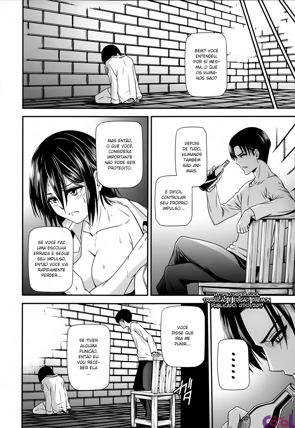 Shingeki no Kyojin Hentai: Estupro de Mikasa Ackerman - Bêbado Amarrando e Abusando da Piranha em HQ Brasileiro