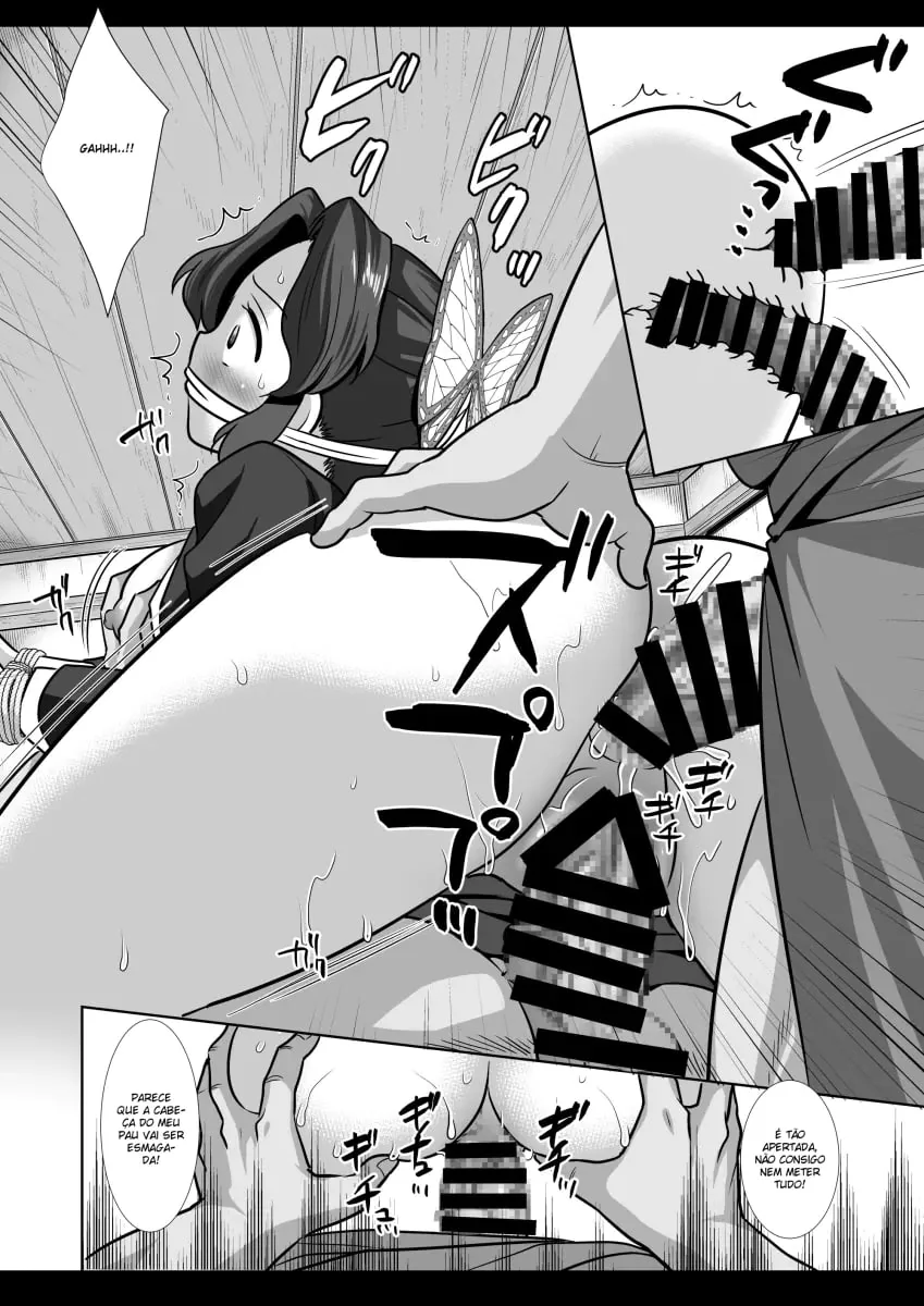 Shinobu, a Piranha de Kimetsu no Yaiba, Dando a Buceta para Dois Tarados em Hentai HQ Brasileiro