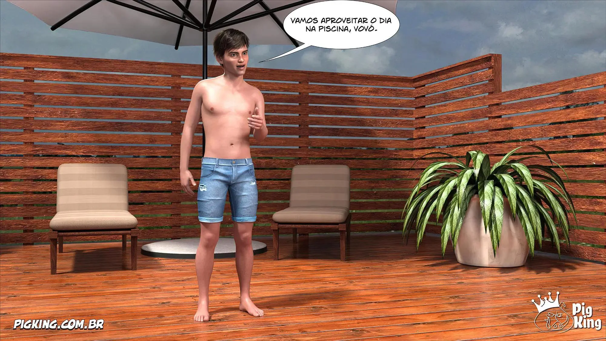 Suruba na Piscina com a Mãe e a Tia Ana - Hentai 3D Cheio de Sacanagem em HQ Brasileiro