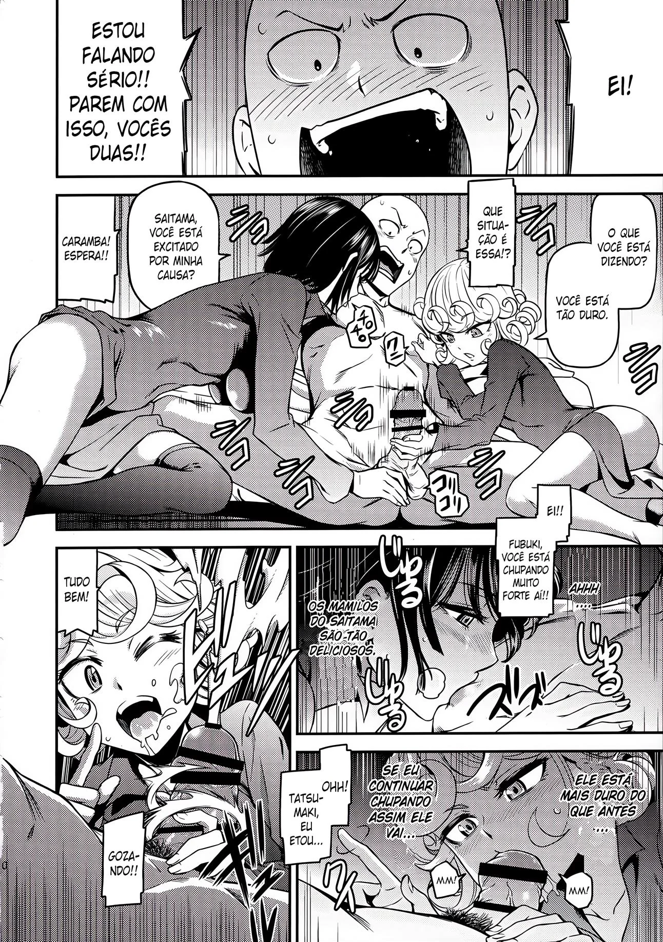 Tatsumaki e Fubuki disputam a piroca de Saitama em One-Hurricane 4 - One Punch Man Hentai HQ Brasileiro