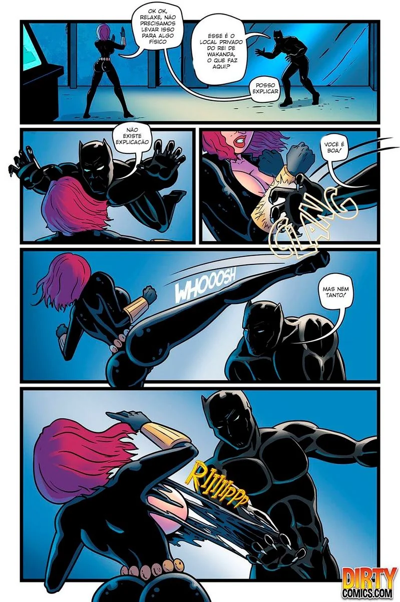 Viúva Negra Pagando Boquete para o Big Boss e Sendo Devorada Pelo Pantera Negra em Hentai HQ Brasileiro